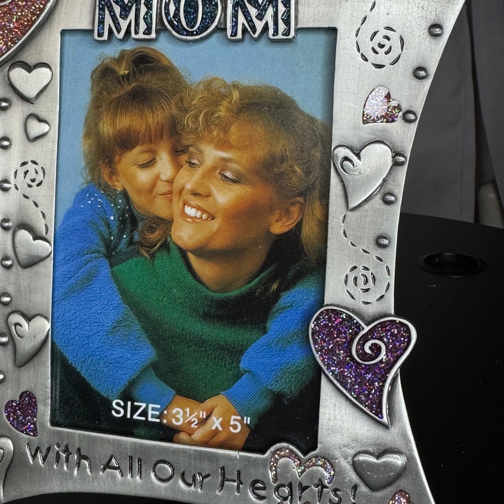 New 90s Mom Picture Frame We Love You With All Our Hearts Glitter Hearts 3.5x5